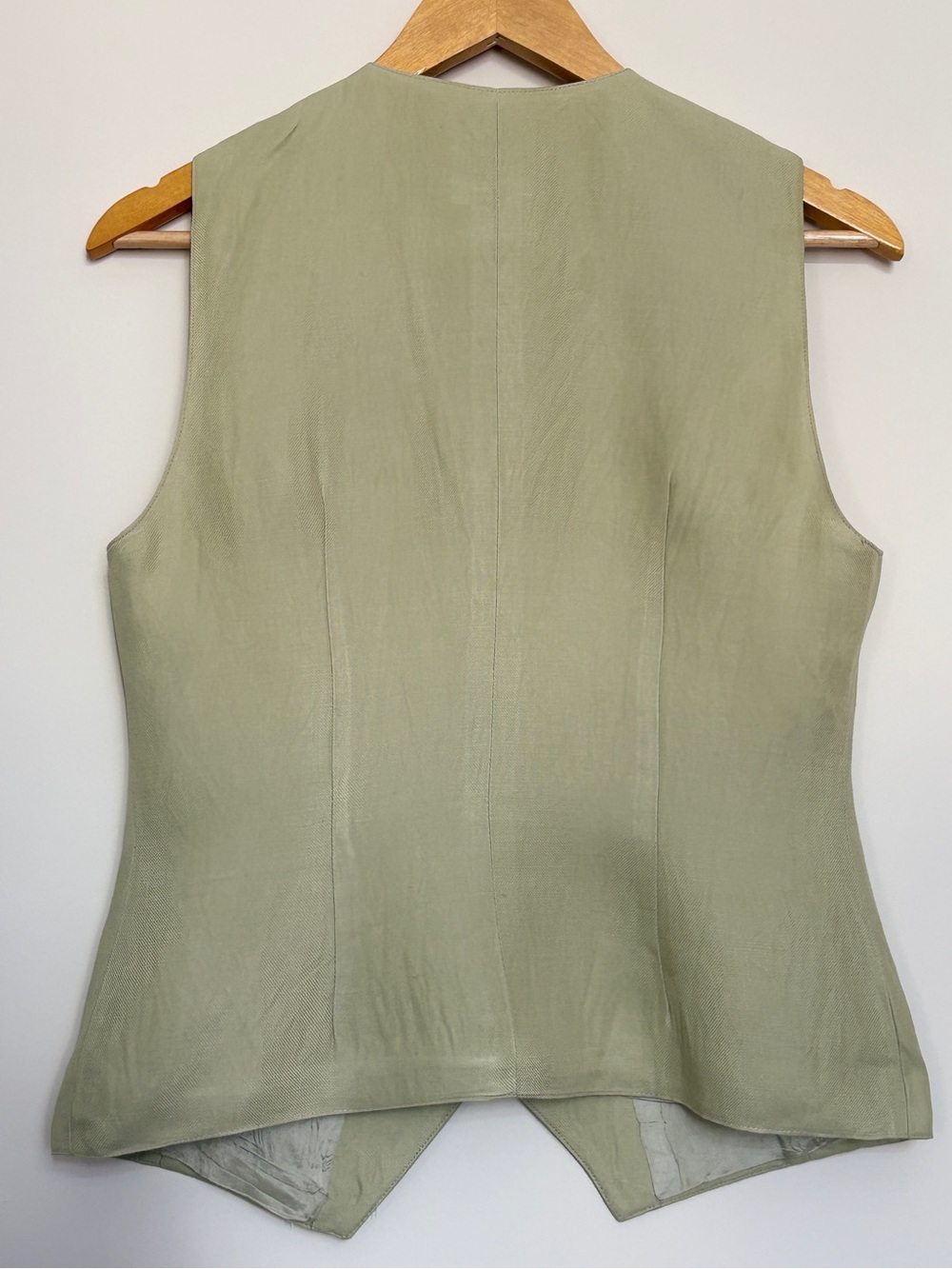 Vintage Tristan & Iseut Sage Green Linen Blend Button Front Vest Size 5 - Picture 6 of 9